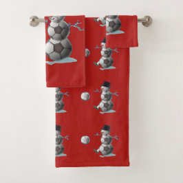 サッカーボール雪だるまクリスマス バスタオルセット