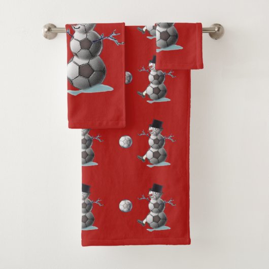 サッカーボール雪だるまクリスマス バスタオルセット (インサイチュ)