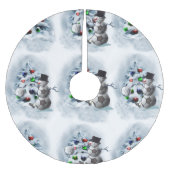 サッカーボール雪だるまクリスマス ブラッシュドポリエステルツリースカート (正面)