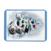 サッカーボール雪だるまクリスマス マグネット (横)