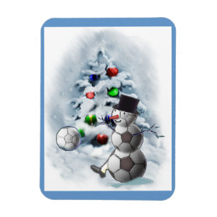 サッカーボール雪だるまクリスマス マグネット