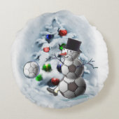 サッカーボール雪だるまクリスマス ラウンドクッション (裏面)
