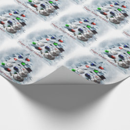 サッカーボール雪だるまクリスマス ラッピングペーパー
