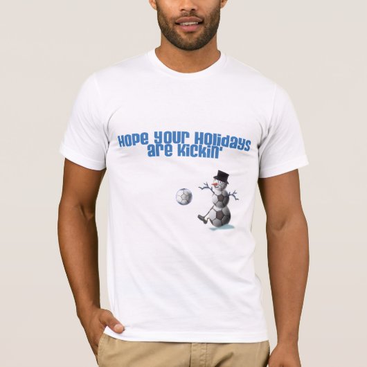 サッカーボール雪だるまクリスマス Tシャツ (正面)