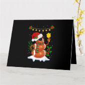 サッカーボール雪だるまサンタハットメリークリスマス カード (黄色い花)