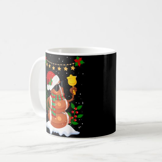 サッカーボール雪だるまサンタハットメリークリスマス コーヒーマグカップ (正面左)