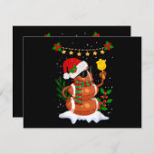 サッカーボール雪だるまサンタハットメリークリスマス シーズンカード (正面/裏面)