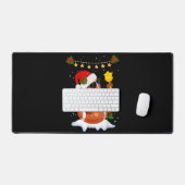 サッカーボール雪だるまサンタハットメリークリスマス デスクマット (キーボード&マウス)