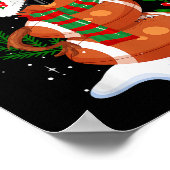 サッカーボール雪だるまサンタハットメリークリスマス ポスター (角)