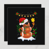 サッカーボール雪だるまサンタハットメリークリスマス 招待状 (正面/裏面)