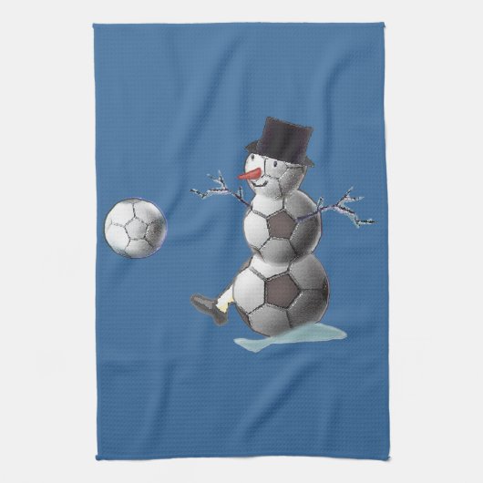 サッカーボール雪だるま キッチンタオル (縦)