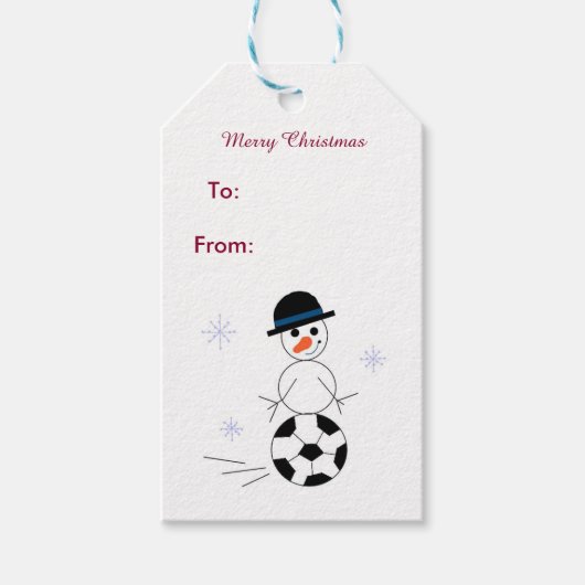 サッカーボール雪だるま ギフトタグ (正面)