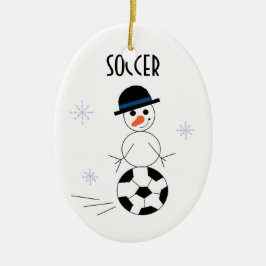 サッカーボール雪だるま セラミックオーナメント