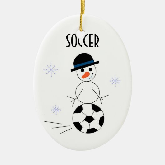 サッカーボール雪だるま セラミックオーナメント (正面)