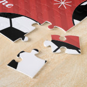 サッカーボール雪赤フェスティバル鮮やかパーソナライズされた ジグソーパズル (側面)