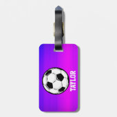 サッカーボール鮮やか;バイオレットブルーとマゼンタ ラゲッジタグ (裏面縦)