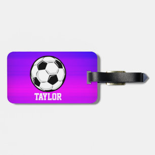 サッカーボール鮮やか;バイオレットブルーとマゼンタ ラゲッジタグ