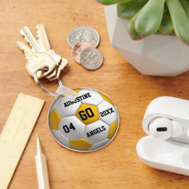 サッカーボール黄色と白キーチェーン キーホルダー