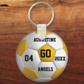 サッカーボール黄色と白キーチェーン キーホルダー (正面)