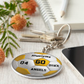 サッカーボール黄色と白キーチェーン キーホルダー (側面)