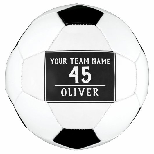 サッカーボール黒（チーム名番号あり） サッカーボール (正面)