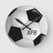サッカーボール1グラム ラウンド壁時計 (正面)