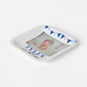 サッカーボール1歳の誕生日フォトバースデーパーティー ペーパープレート (傾斜あり)