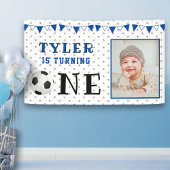 サッカーボール1歳の誕生日フォトバースデーパーティー 横断幕