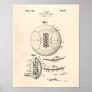サッカーボール1928のパテントの芸術-古いPeper ポスター