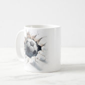 サッカーボール3Dひび割れコーヒーマグ コーヒーマグカップ (正面左)