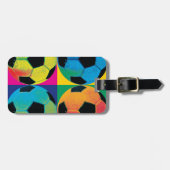 サッカーボール4個の色違う付き ラゲッジタグ (正面横)