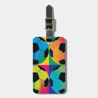 サッカーボール4個の色違う付き ラゲッジタグ