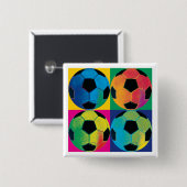 サッカーボール4違う個 缶バッジ (正面&裏面)