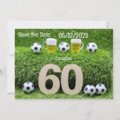 サッカーボール60誕生日を保存 招待状 (正面)