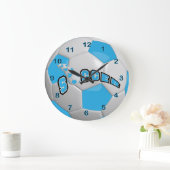 サッカーボール|の空色 ラージ壁時計 (ホーム)