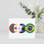 サッカーボール「アルジェリアとブラジル」が国旗を掲げる博物館「ザズ」 ポストカード (スタンド正面)