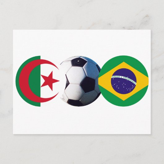 サッカーボール「アルジェリアとブラジル」が国旗を掲げる博物館「ザズ」 ポストカード (正面)