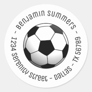 サッカーボール オーダーメイド 円形 テキスト ラウンドシール