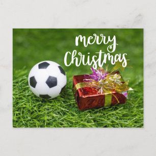 サッカーボール、ギフト付きメリークリスマス ポストカード