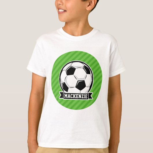 サッカーボール、グリーンストライプボール Tシャツ (正面)