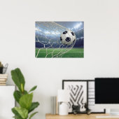 サッカーボール ゴールネット 競技場 ライト ポスター (ホームオフィス)