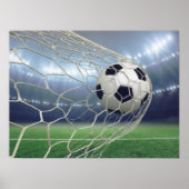 サッカーボール ゴールネット 競技場 ライト ポスター (正面)