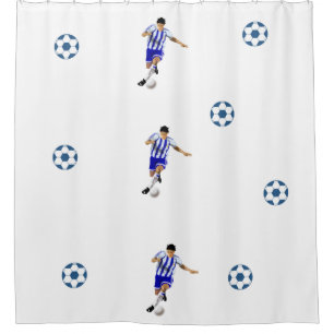 サッカーボール/サッカー選手用デザインシャワーカーテン シャワーカーテン