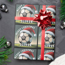 サッカーボール サンタの帽子 名前入り クリスマス
