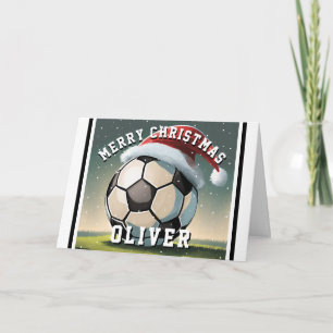 サッカーボール サンタ帽子の名前 クリスマス カード