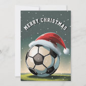 サッカーボール サンタ帽子 メリークリスマス カード (正面)