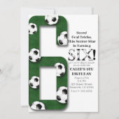 サッカーボール シックス 6 6歳の誕生日パーティー 招待状 (正面)