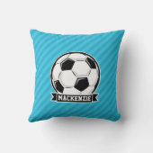 サッカーボール、スカイブルーストライプボール クッション (裏面)