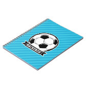 サッカーボール、スカイブルーストライプボール ノートブック (左側)