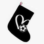 サッカーボール ハート ラージクリスマスストッキング (正面 (吊り時))